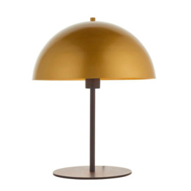 Dark Bronze Table Lamp - Gold Painted Metal Dome Shade - Side Table Light