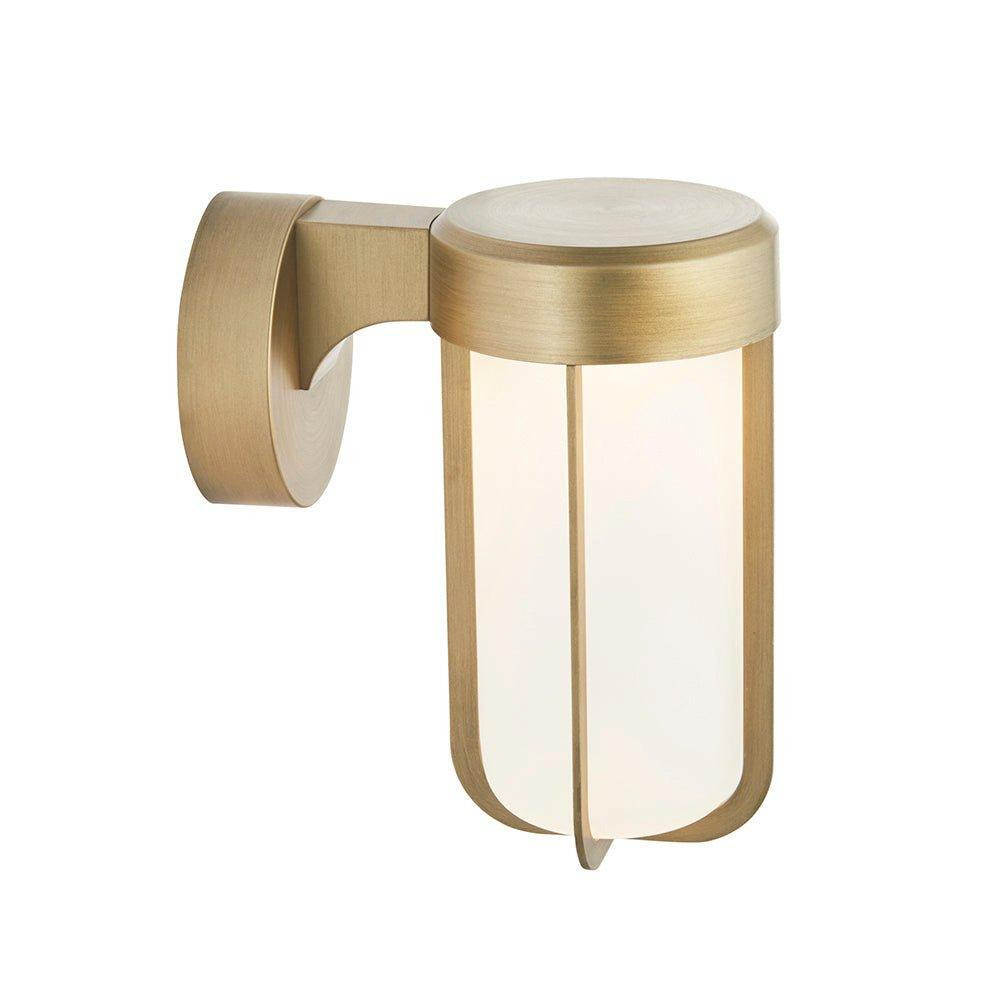 Brushed Gold Outdoor Wall Light & Frosted Glass Shade IP44 Rated 8W LED Module - image 1