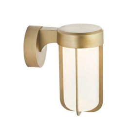 Brushed Gold Outdoor Wall Light & Frosted Glass Shade IP44 Rated 8W LED Module - thumbnail 1