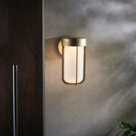 Brushed Gold Outdoor Wall Light & Frosted Glass Shade IP44 Rated 8W LED Module - thumbnail 3