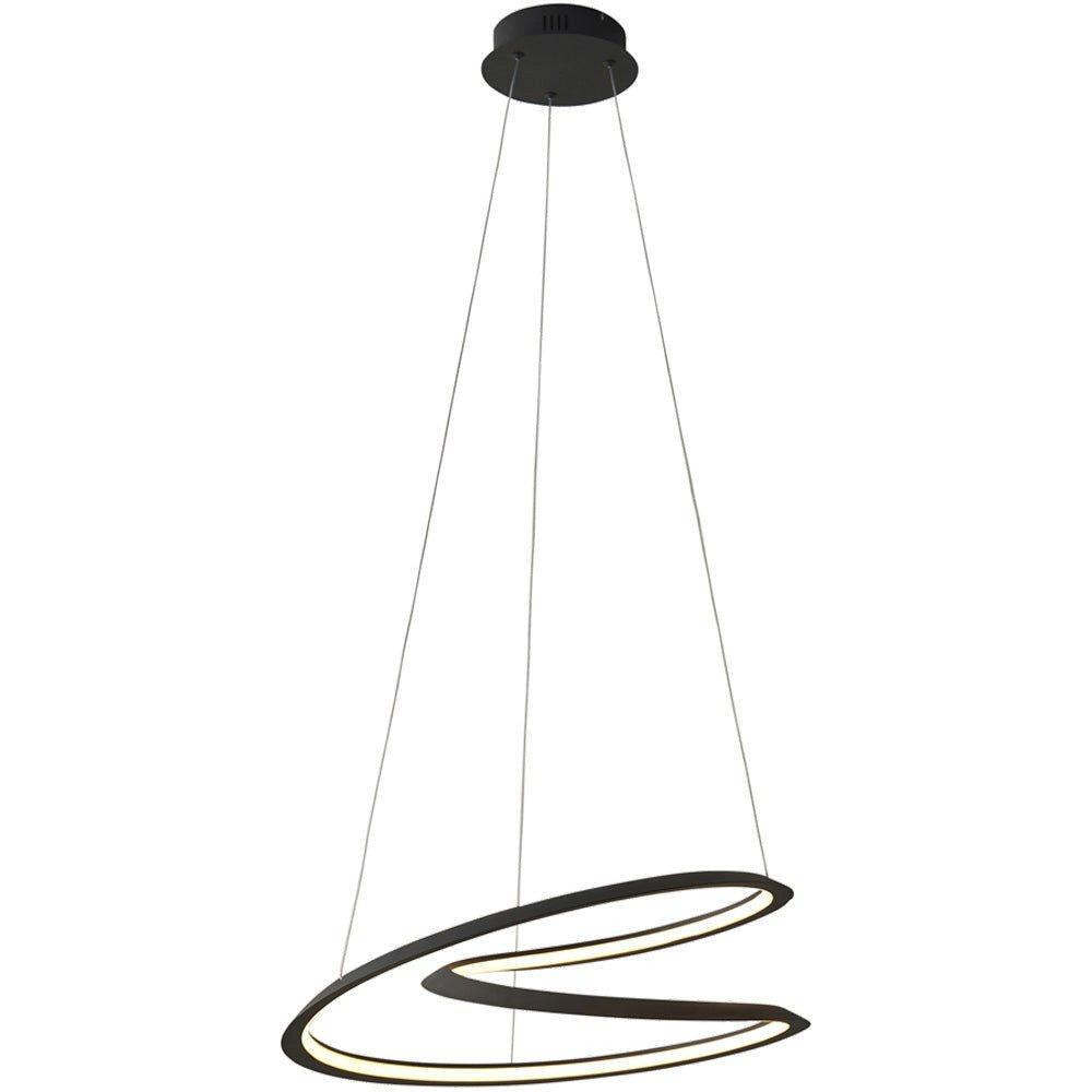 Textured Black Modern Ceiling Pendant Light Fitting - Integrated LED Tape Module - image 1