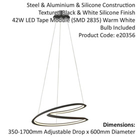 Textured Black Modern Ceiling Pendant Light Fitting - Integrated LED Tape Module - thumbnail 2