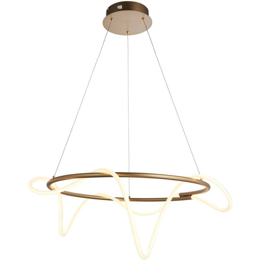 Hanging Ceiling Pendant Light Fitting - Satin Gold & White Silicone LED Tube - image 1