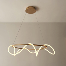 Hanging Ceiling Pendant Light Fitting - Satin Gold & White Silicone LED Tube - thumbnail 3