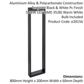 800mm Solar Powered Outdoor Bollard Post Light - Textured Black & White Diffuser - thumbnail 2