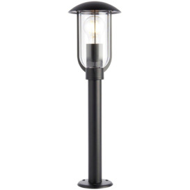 500mm Outdoor Lamp Post Light - Textured Black & Clear Shade - Exterior Bollard