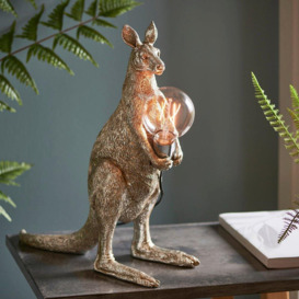 2 PACK Vintage Silver Kangaroo Table Light - Resin Figure - Chrome Lamp Holder - thumbnail 3