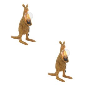 2 PACK Vintage Gold Kangaroo Table Light - Resin Figure - Matt Black Lamp Holder