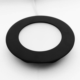 2x MATT BLACK Round Surface or Flush Under Cabinet Kitchen Light & Driver Kit - Natural White LED - thumbnail 3