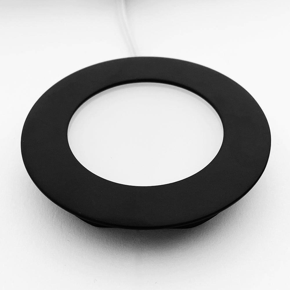 4x MATT BLACK Round Surface or Flush Under Cabinet Kitchen Light & Driver Kit - Natural White LED - image 1