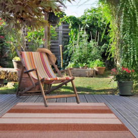 Duo Weave Collection Outdoor Rugs in Tonal Stripes Design - thumbnail 2