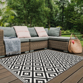Duo Weave Collection Outdoor Rugs in Geometric Diamond Design - thumbnail 2