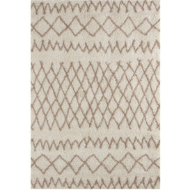 Moroccan Shaggy Ivory Living Room Rug - 930