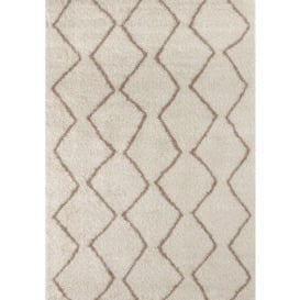 Moroccan Ivory Beige Shaggy Living Room Rug - 830 - thumbnail 1