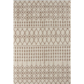 Moroccan Shaggy Ivory Living Room Rug - 1030