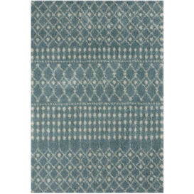 Moroccan Shaggy Duck Egg Blue Living Room Rugs and Runners 1050