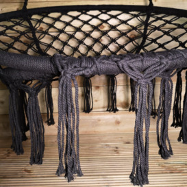 80cm Hanging Black Macrame Chair Indoor Outdoor Swing Chair Hammock - thumbnail 2