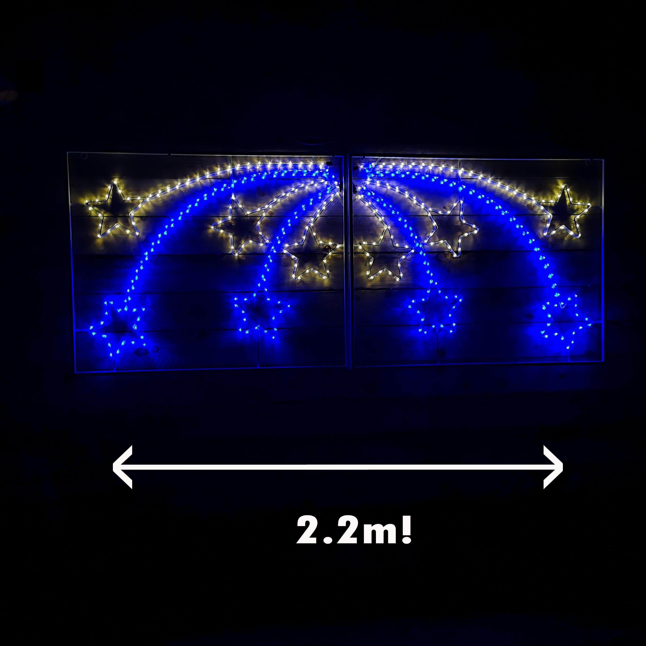 2.2m LED Shooting Star Rope Light Christmas Silhouette Decoration in Blue and White - image 1