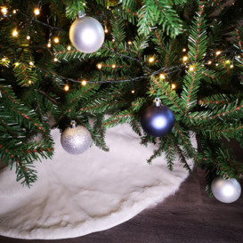 1m Plain White Fur Fabric Christmas Tree Skirt - thumbnail 1