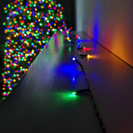 100 LED 10m Premier Christmas Indoor Outdoor Multi Function Battery Operated String Lights with Timer in Multicoloured