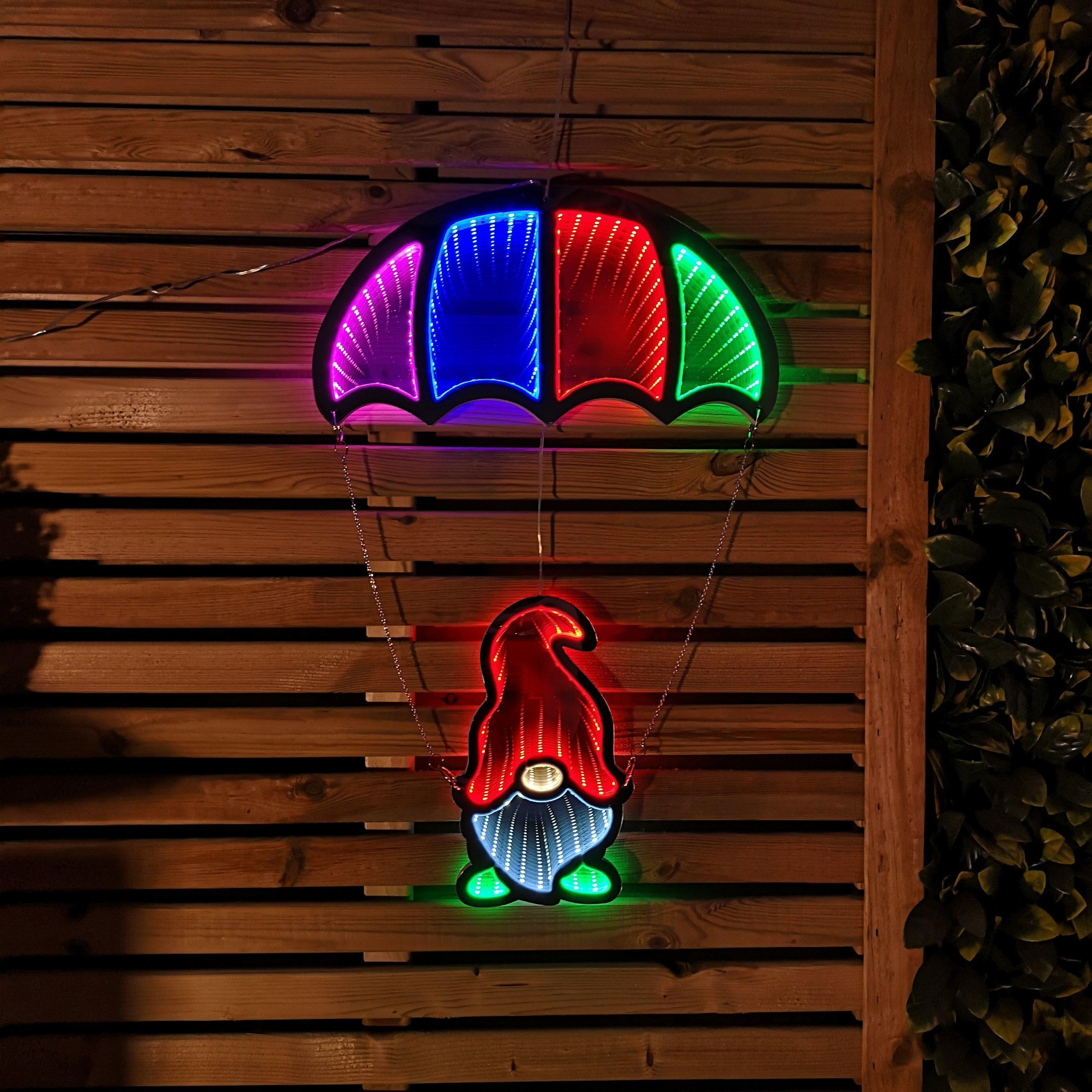 60cm LED Multicoloured Infinity Christmas Hanging Parachute Gnome Gonk Light Christmas Decoration - image 1