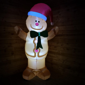 2.4m Indoor Outdoor Inflatable LED Christmas Gingerbread Man - thumbnail 1