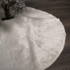 90cm Plain White Fur Fabric Christmas Tree Skirt - thumbnail 2