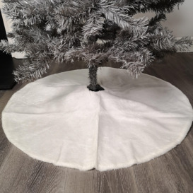 90cm Plain White Fur Fabric Christmas Tree Skirt - thumbnail 1