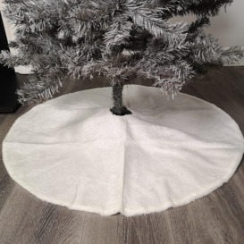 90cm Plain White Fur Fabric Christmas Tree Skirt