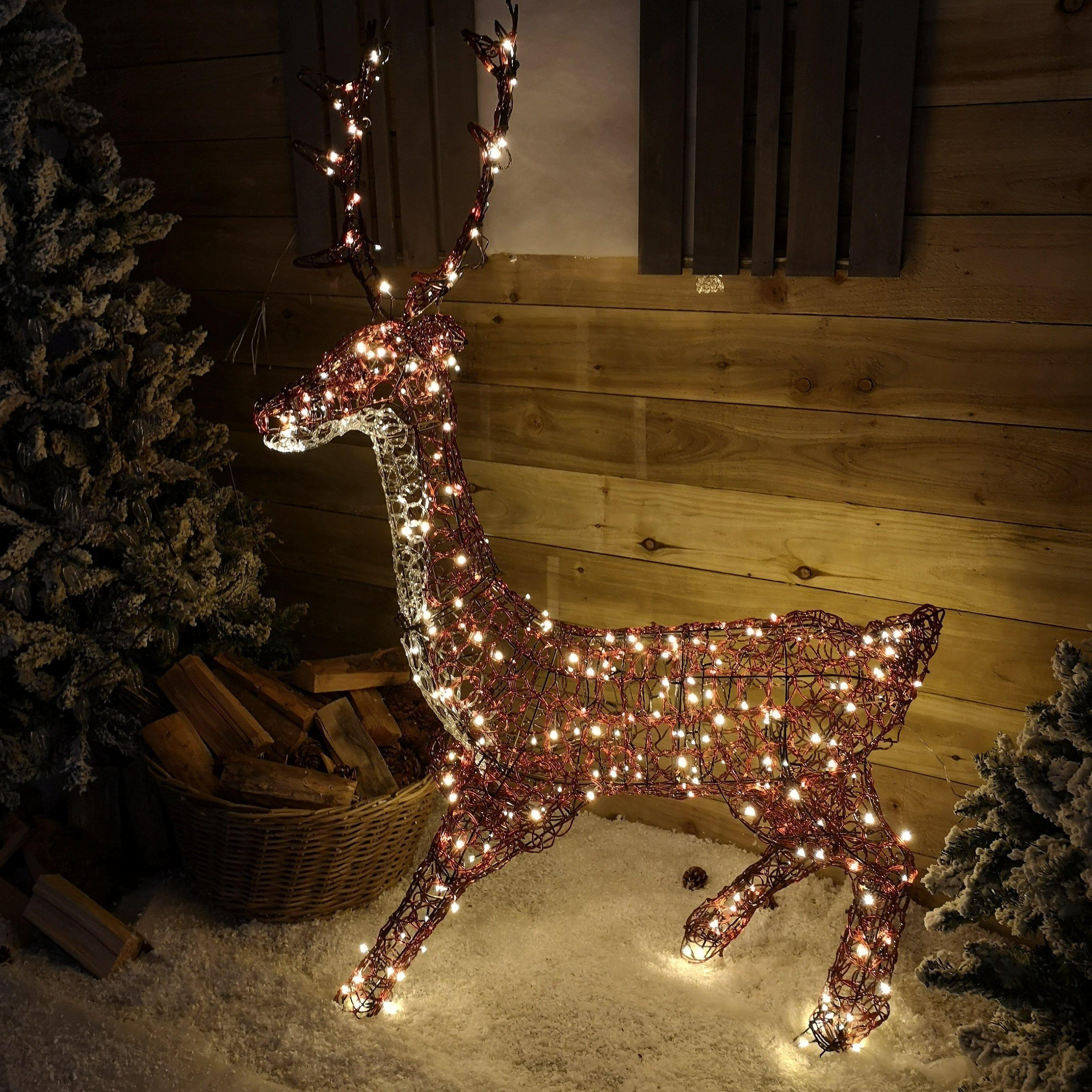 1.4m Premier 300 LED Soft Acrylic Twinkling Christmas Reindeer Stag Decoration in Warm White - image 1