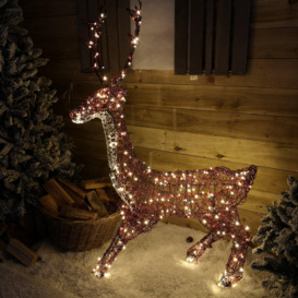 1.4m Premier 300 LED Soft Acrylic Twinkling Christmas Reindeer Stag Decoration in Warm White - thumbnail 1