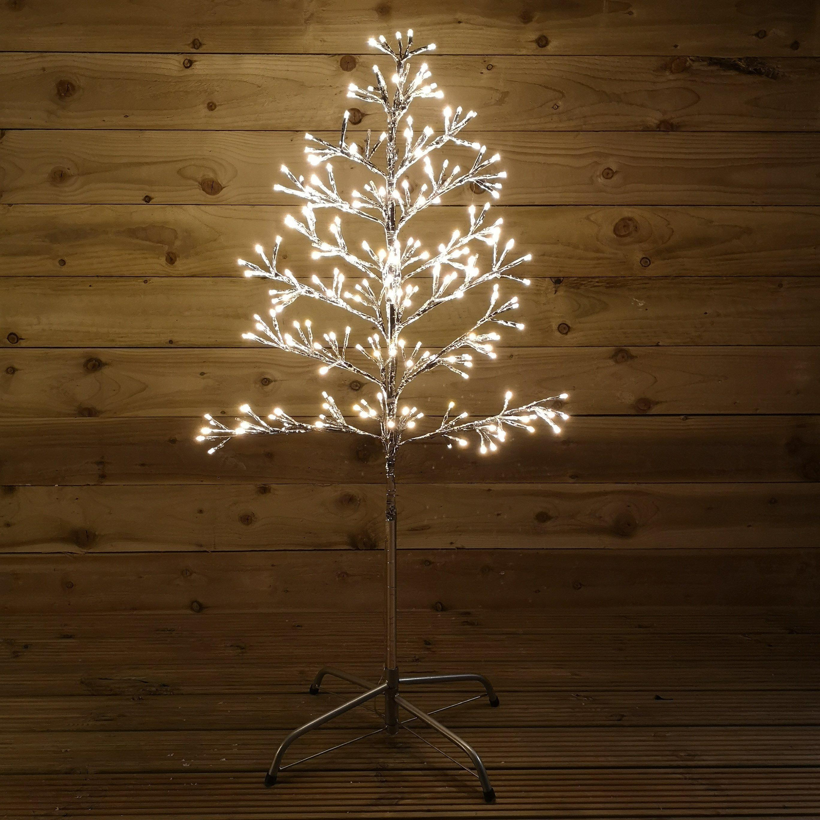 78cm Warm White 140 LED Silver Christmas Tree Metal Frame Silhouette Decoration - image 1