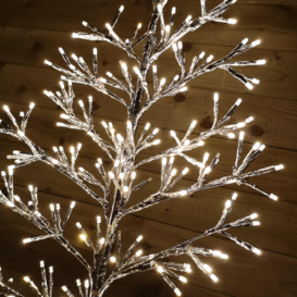 78cm Warm White 140 LED Silver Christmas Tree Metal Frame Silhouette Decoration - thumbnail 3