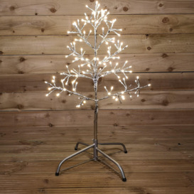 78cm Warm White 140 LED Silver Christmas Tree Metal Frame Silhouette Decoration - thumbnail 2