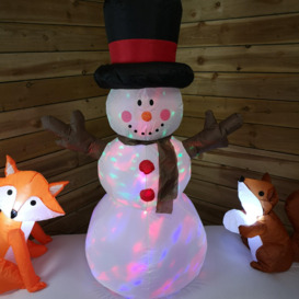 Premier Indoor Outdoor 1.5m Lit Inflatable Multi Coloured Flashing Snowman with Fox And Squirrel - thumbnail 3