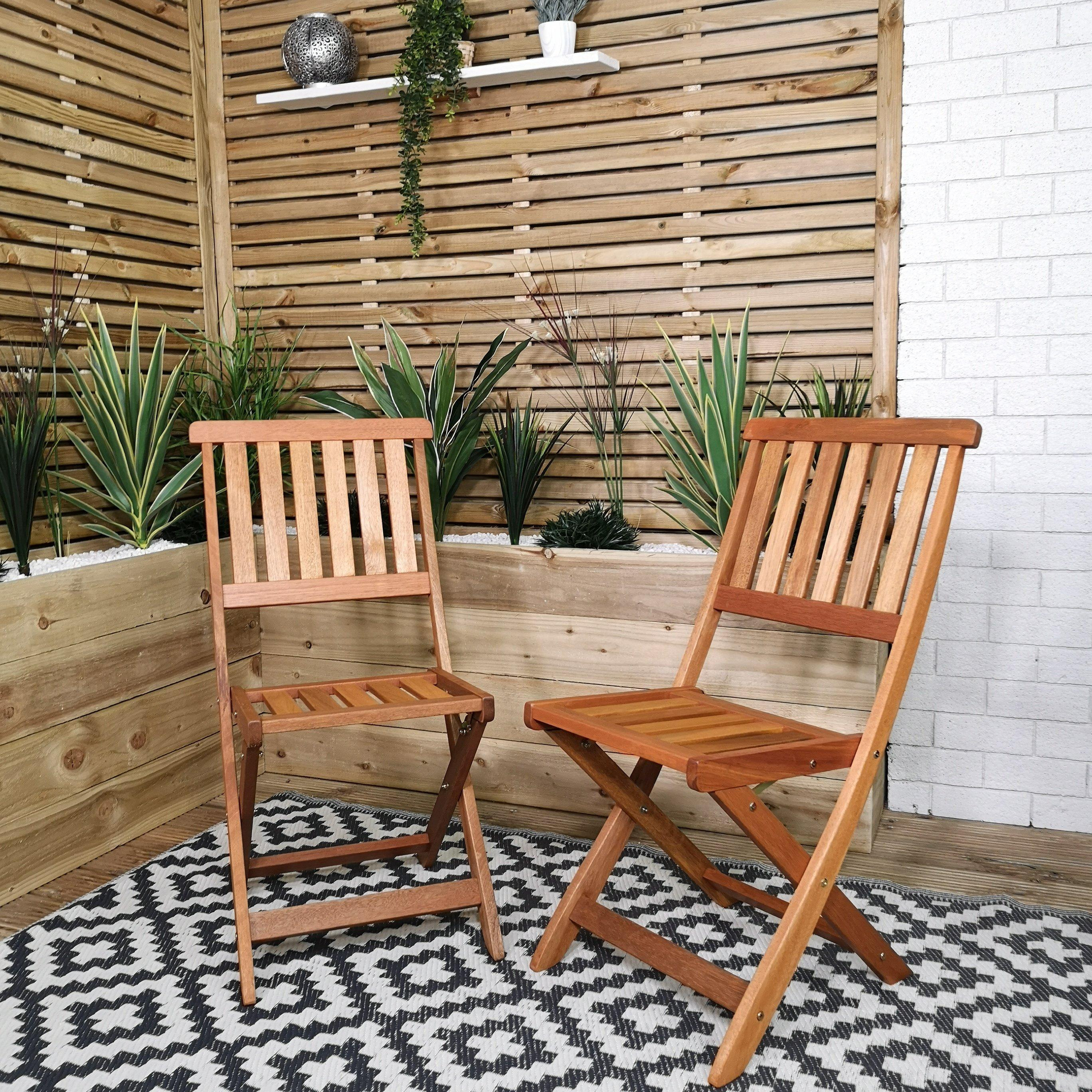 Set of 2 Bowness Outdoor Garden Patio Wooden Folding Chairs - image 1