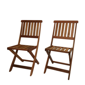 Set of 2 Bowness Outdoor Garden Patio Wooden Folding Chairs - thumbnail 2