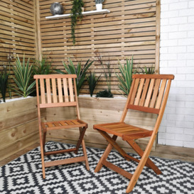 Set of 2 Bowness Outdoor Garden Patio Wooden Folding Chairs - thumbnail 1