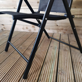 2 x Multi Position High Back Reclining Garden / Outdoor Folding Chair in Black - thumbnail 3