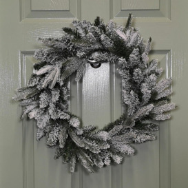 45cm Snow Flocked Wreath 84 Mixed PE/PVC Tips