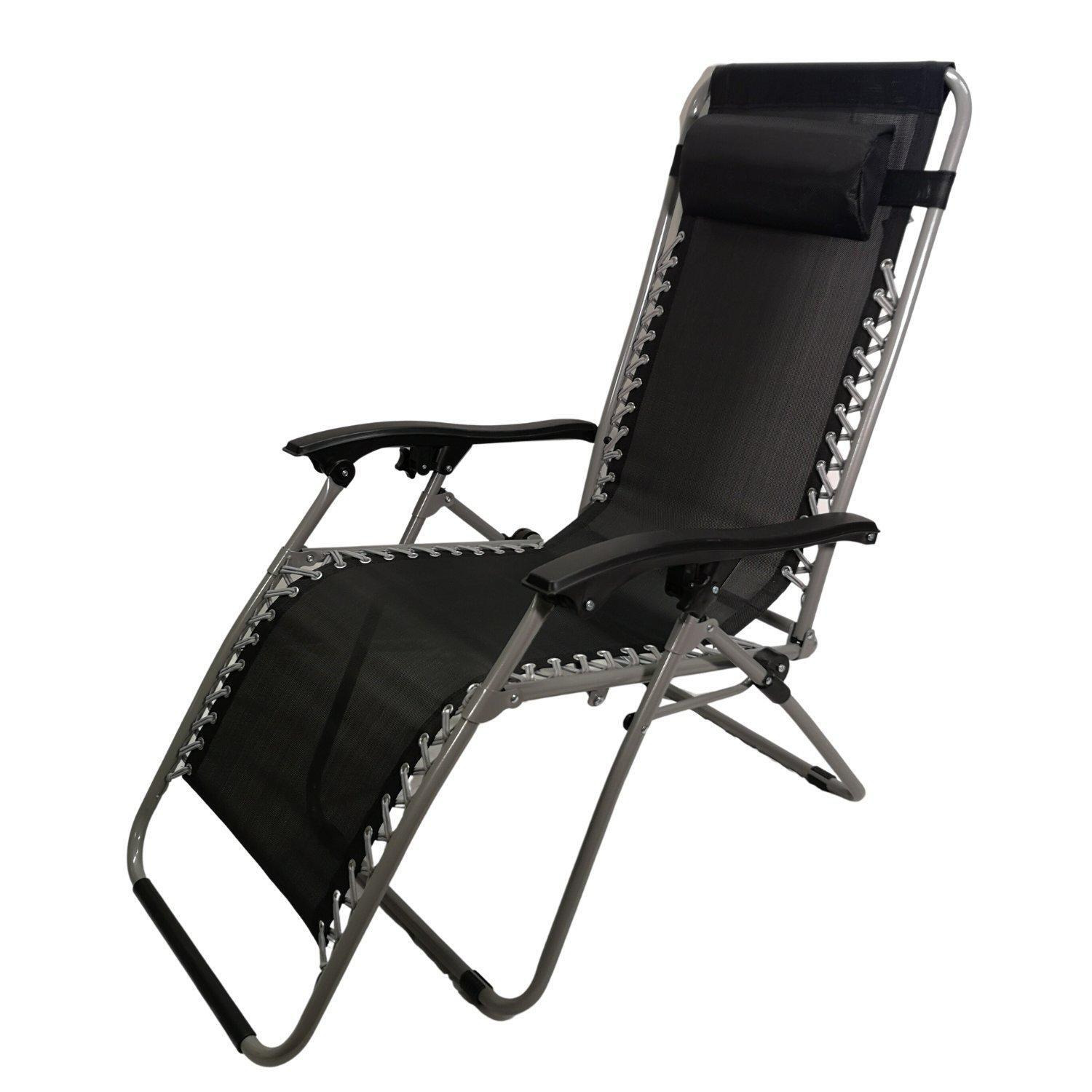 Multi Position Textoline Garden Zero Gravity Relaxer Chair Lounger -  Black Silver Frame - image 1
