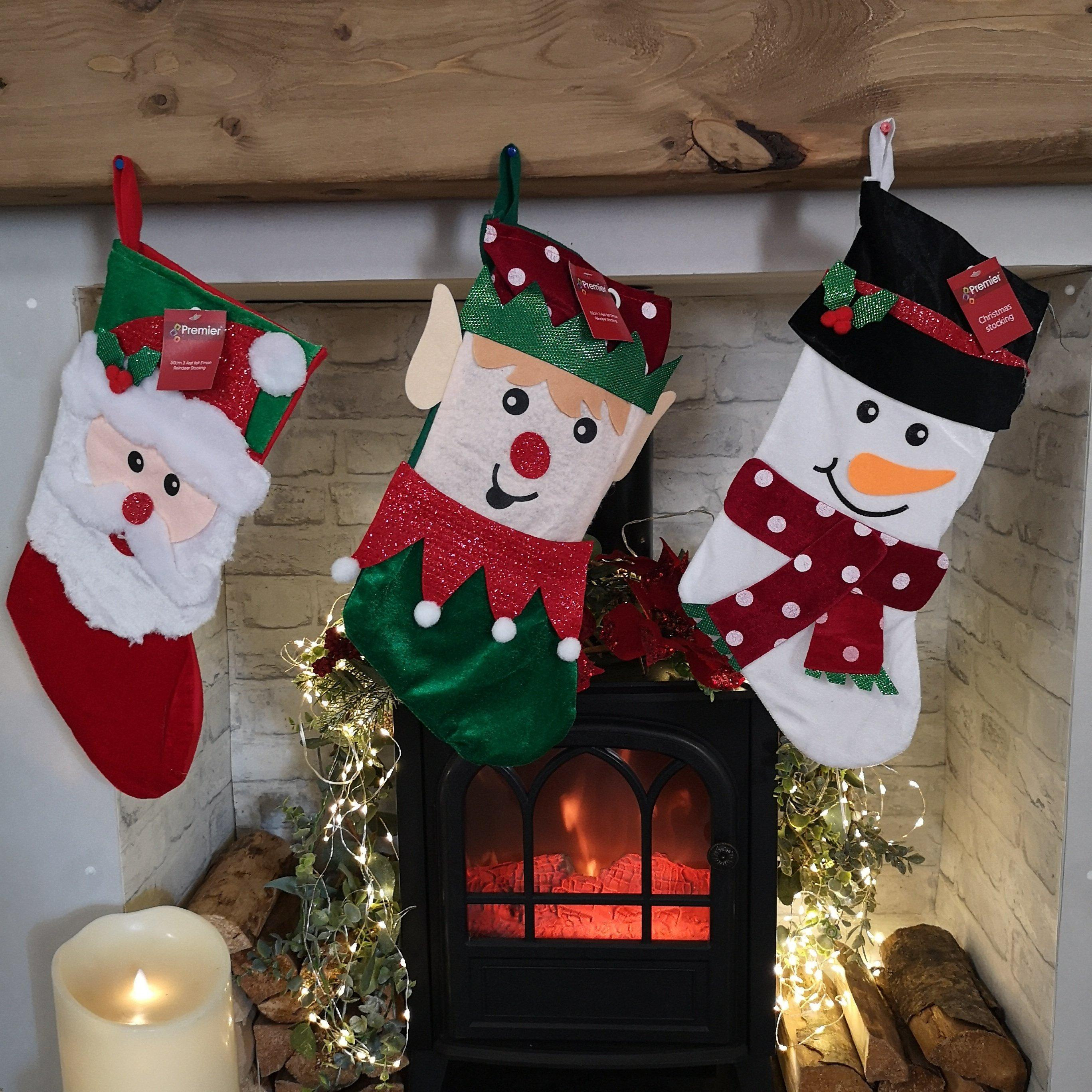 Bulk of 36 Hanging Christmas Stockings with 3 Different Designs - Santa, Snowman & Elf - image 1
