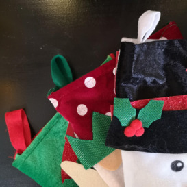 Bulk of 36 Hanging Christmas Stockings with 3 Different Designs - Santa, Snowman & Elf - thumbnail 3