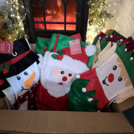 Bulk of 36 Hanging Christmas Stockings with 3 Different Designs - Santa, Snowman & Elf - thumbnail 2
