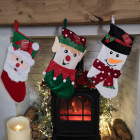Bulk of 36 Hanging Christmas Stockings with 3 Different Designs - Santa, Snowman & Elf - thumbnail 1