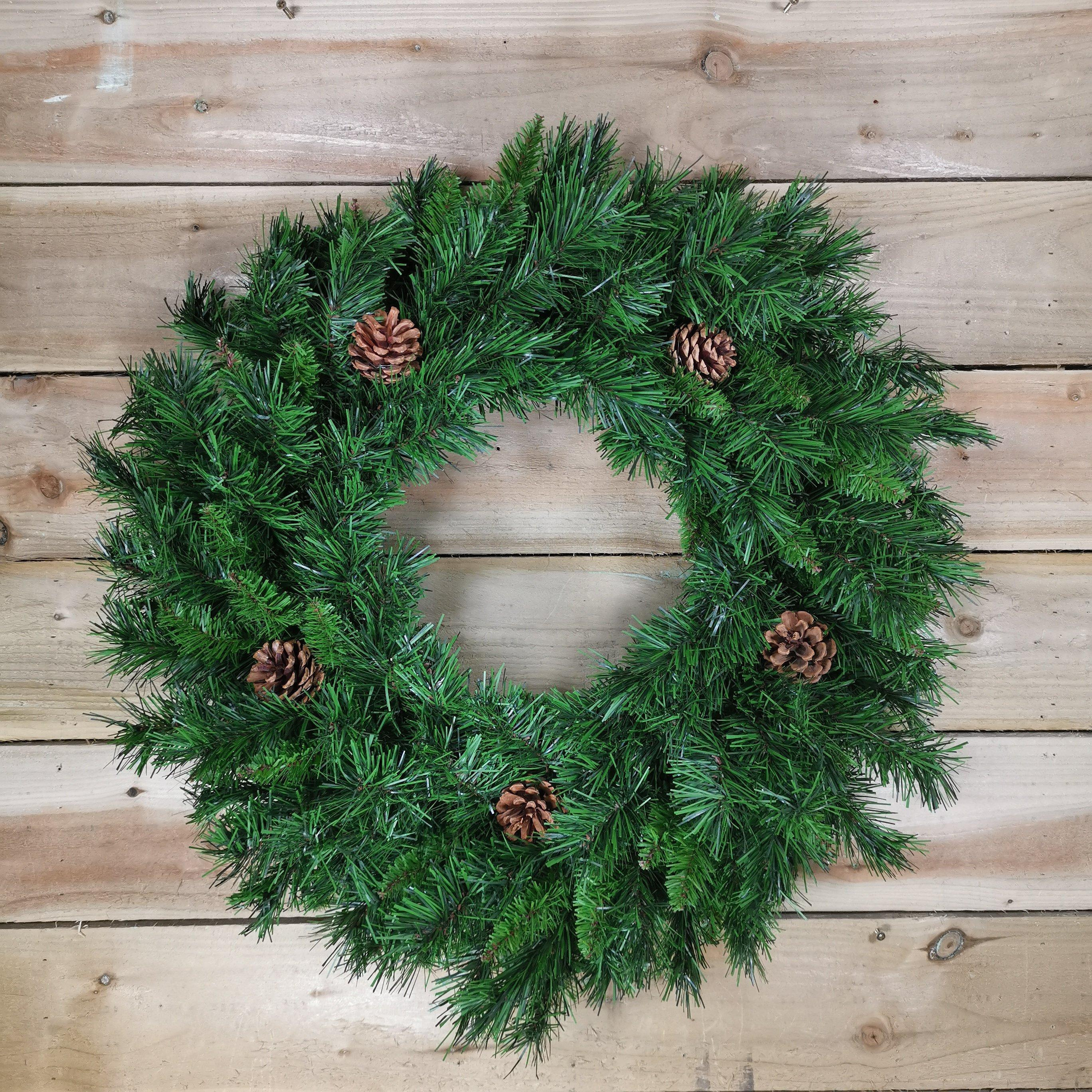 Christmas Snowtime Deluxe Princess Wreath Green With Pinecones - image 1