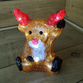 20cm Acrylic Sitting Christmas Reindeer Decoration - thumbnail 3