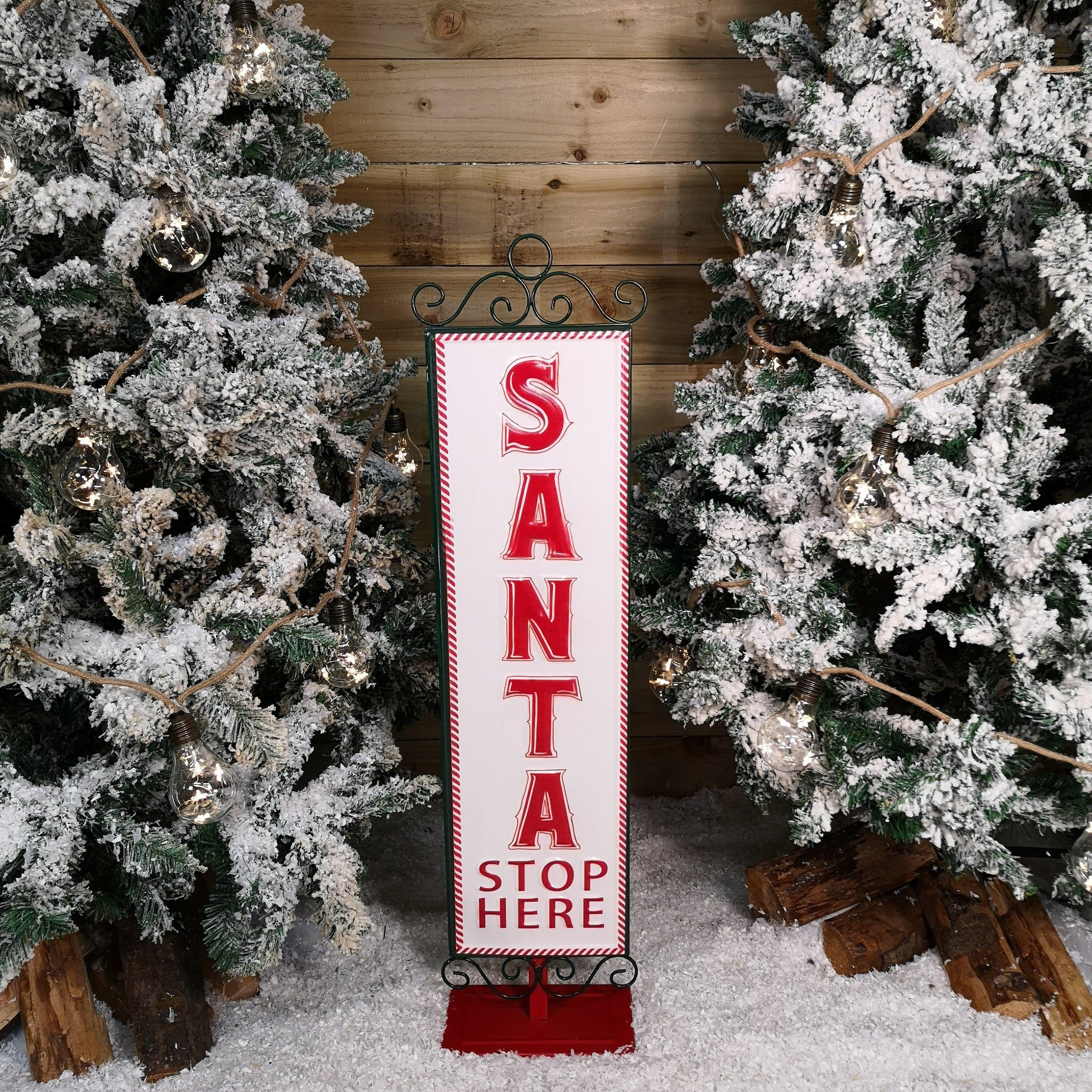 86cm Red and White Santa Stop Here Sign Christmas Decoration - image 1