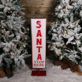 86cm Red and White Santa Stop Here Sign Christmas Decoration - thumbnail 3