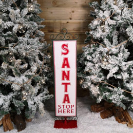 86cm Red and White Santa Stop Here Sign Christmas Decoration - thumbnail 1